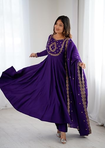 Image of ZUVAANYA Ready To Wear Indian /Pakistani Party Wear Women's Embroidery Faux Georgette Anarkali Floral Gown For Women
