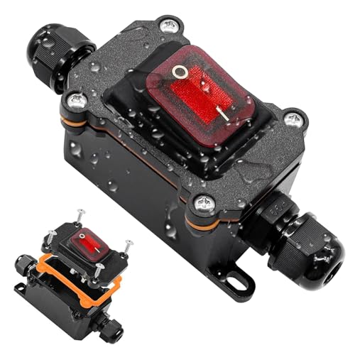 Wasserdichter Inline Schalter 12V DC 20A Kabelschalter IP67 Schalter Schnurschalter Maschinenschalter Switch DPST 4 polig Auf beiden Seiten Ein und Ausgang