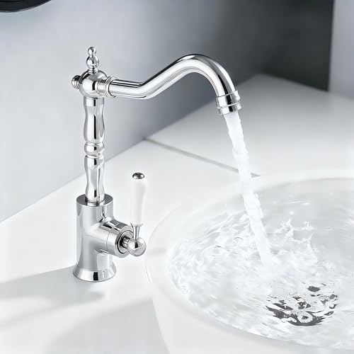 Robinet de Cuisine Rétro Robinet Lavabo Rotatif 360° Mitigeur avec Mitigeur pour Salle de...