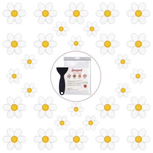 Secopad 30PCS Flower Non Slip Bathtub Stickers with Scraper, White