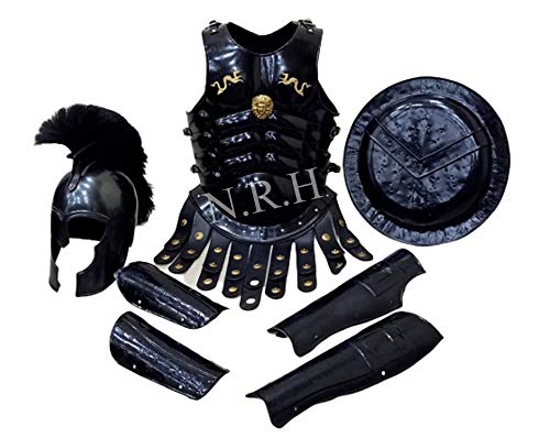 Casque médiéval Troy noir armure costume Halloween veste musculation