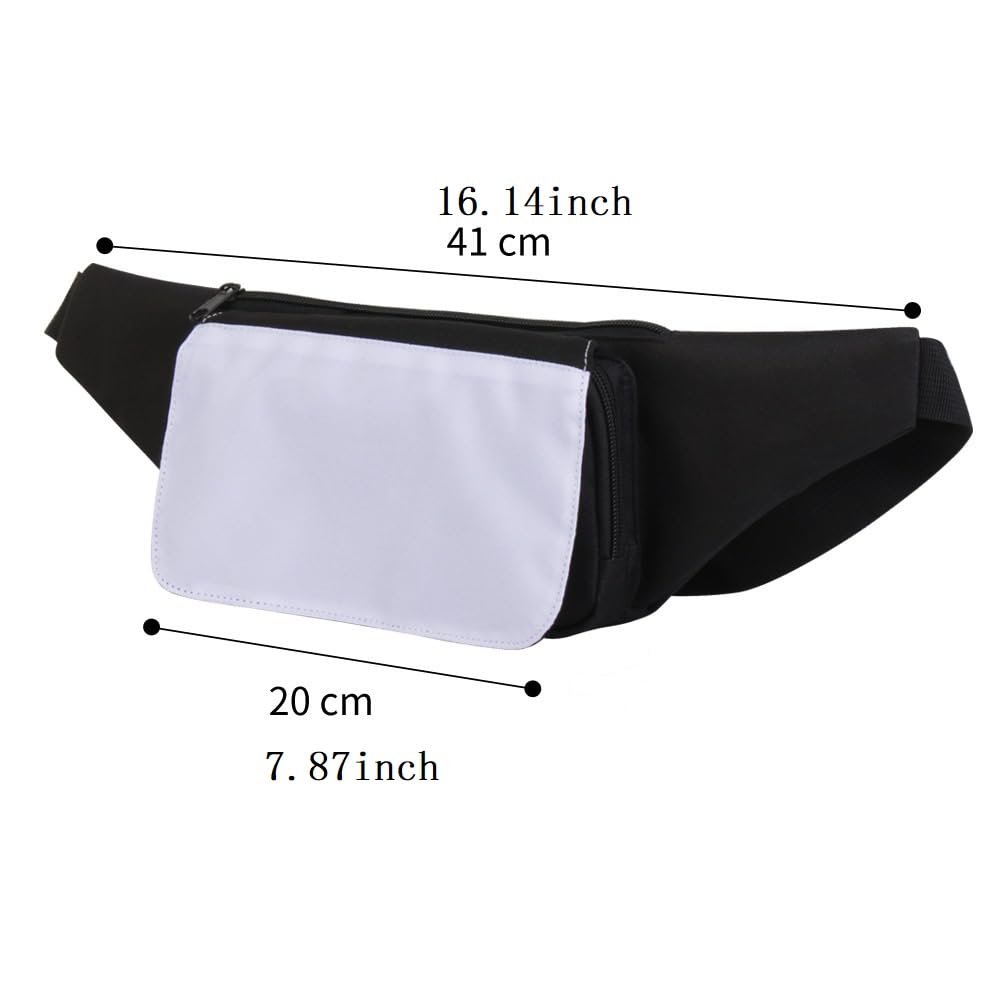 6 pz sublimazione vuoto donne uomini bianco corsa marsupio marsupio marsupio con cinghia regolabile zip stampa trasferimento di calore fai da te per escursionismo, viaggi, ciclismo, festival, sport