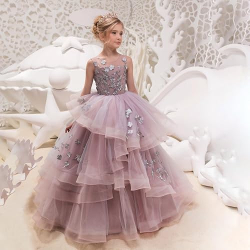Flower Girl Dress for Wedding Tulle Pageant Dresses for Girls Tiered First Communion Dress for Girls Ball Gown2