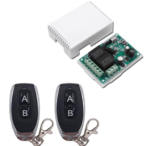 MeevrgR Interruptor de control remoto inalámbrico de 2 canales, transmisor RF de 433 MHz con entrada CC 5 V-30 V, para luces LED y aplicaciones industriales, color negro