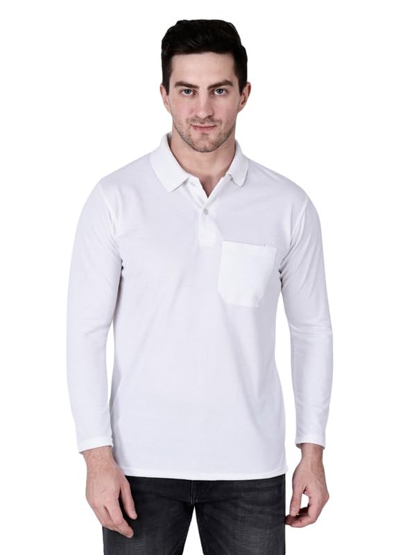 Image of Full Sleeve Men's Polo T-Shirt | Regular Fit, Soft & Breathable Cotton Blend Fabric | Classic Polo Collar, Casual & Office Wear | Available in Sizes M to 6XL, Multiple Colors