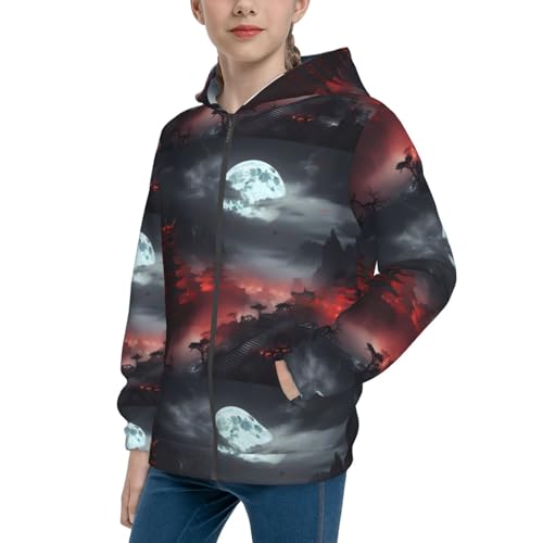 Shogun Full Moon Kids Pullover Hoodies Boys Zip Up Sweatshirts Girls Athletic Clothes with Pocket