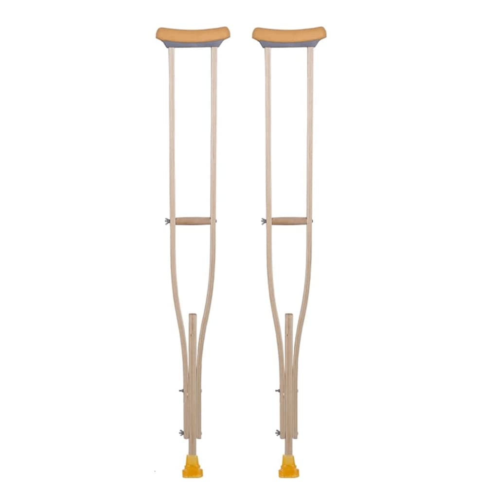 Muletas para axilas para adultos Bastones de madera ligeros Bastones teleajustables de altura antideslizantes para uso en personas mayores/S-1/2 piezas