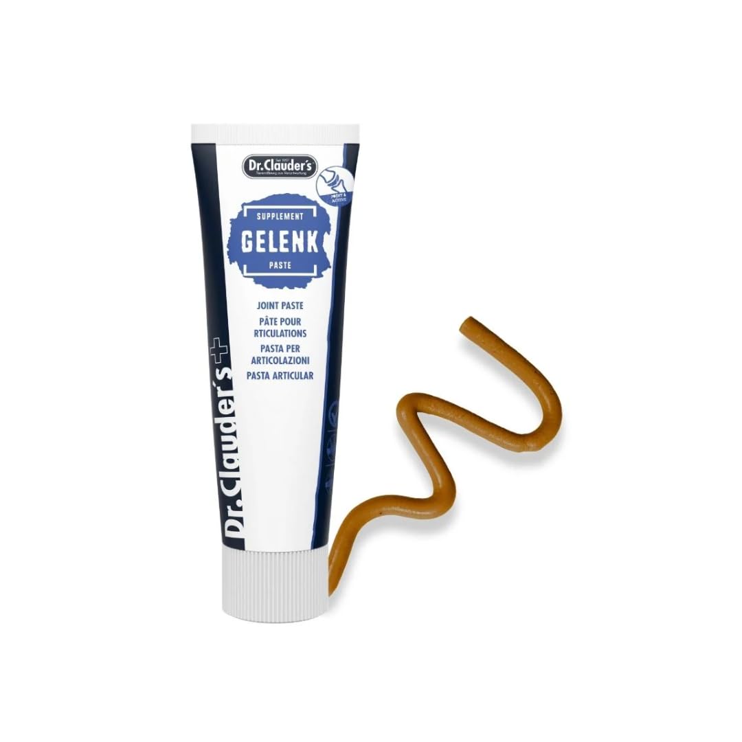 Pasta Articular | para Perros y Gatos | 4 x 100 g | con ácido hialurónico | Dr. Clauder's | Alimento complementario | Para la ración diaria | Con glucosamina y vitamina E | Paquete de 4