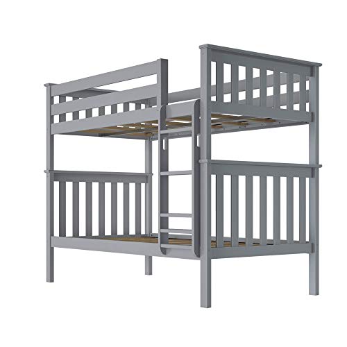 Max & Lily Bunk Bed, Twin-Over-Twin Wood Bed Frame For Kids, Grey #TOP5