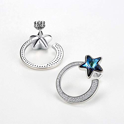 Boucles d'oreilles en cristal bleu et argent 925 style étoile - 2