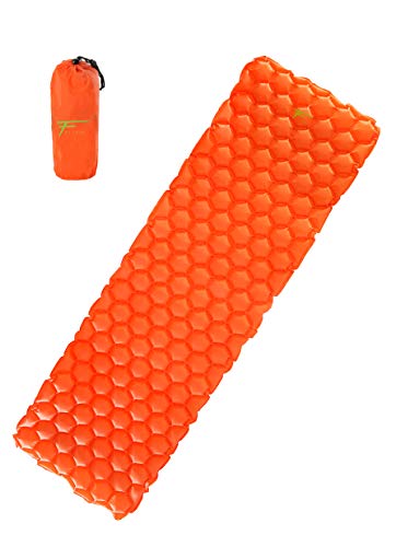 Fitem Luchtmatras voor 1 plek voor kamperen, wandelen, strand, buitenshuis, ultralicht (500 g) en ergonomisch, 190 x 60 x 5 cm, snel opblazen.