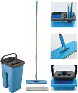 MSV Touchless Mop Self-Cleaning System (Includes 4 Litre Bucket, Cleaning for All Types of Floors, Tiles, Parquet, Linoleum, Laminate, Spare Mop), Blue