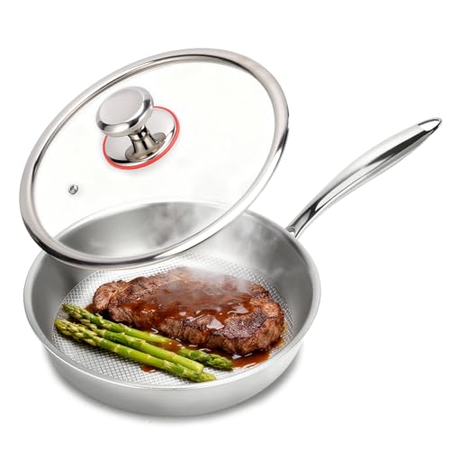 Ptacivow 9.45 Inch Titanium Pans for Cooking,99.6% Titanium Frying Pan Healthy Non-Toxic Titanium...
