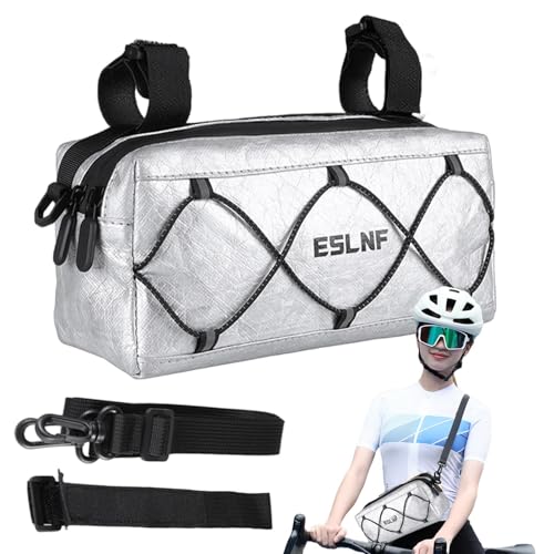 Bolsa de ciclismo pequeña, bolsa de ciclismo ajustable, bolsa de ciclismo portátil con correas ajustables para exteriores, bolsa de aislamiento térmico de doble capa para ciclismo de montaña, plata,
