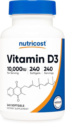 Nutricost Vitamin D3 10,000 IU, 240 Softgel Capsules - Potent, Non-GMO, Gluten Free Vitamin D