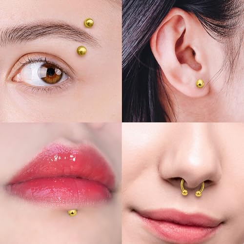 16G 20G Horseshoe Septum Nose Lip Rings Surgical Steel Tragus Forward Helix Conch Rook Daith Snug Cartilage Earring Medusa Vertical Labret Snake Bite Monroe Lip Piercing Jewelry for Women Men4