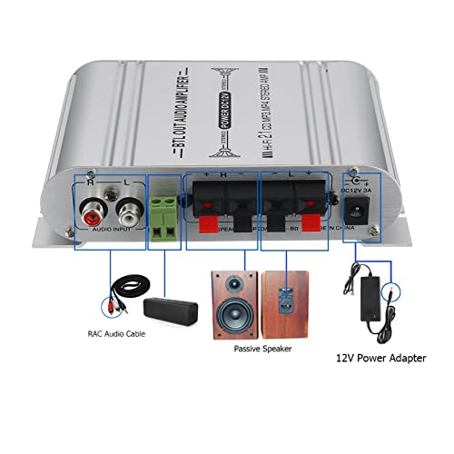 Amplificador de coche 2.1CH 40W Hi-Fi digital para 2 altavoces y subwoofer de audio 4