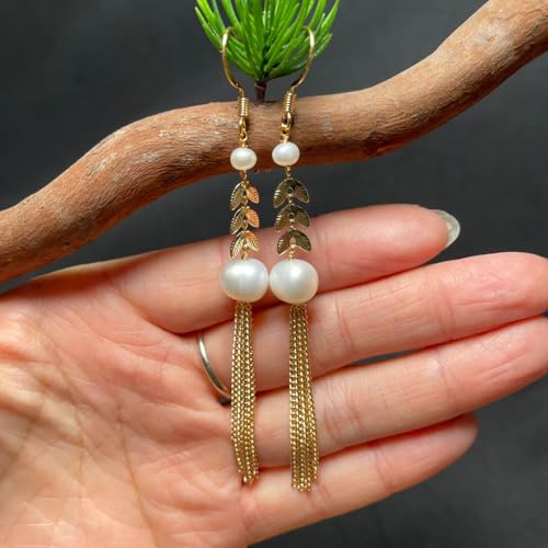 Pendientes de Borla de Hoja de Perla Joyería de Plata S925 para Mujer 5