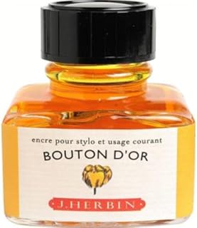 Lote de 4 tintas tradicionales para bolígrafo en frasco "D", 30 ml, color amarillo botón de oro