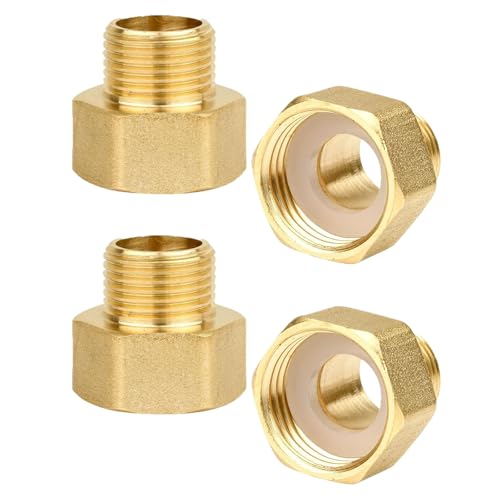 Bzzerumy 4 adaptadores reductores de 3/4 pulgadas a 1/2 pulgadas, reductor de latón para conexión de agua, reducción de alta calidad para tubos y mangueras
