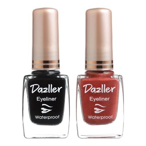Dazller Liquid Eyeliner Waterproof, 19ml, Black + Copper, Smudge-proof, Matte, One stroke application, Long-lasting, Deeply pigmented, Lightweight, Quick-drying