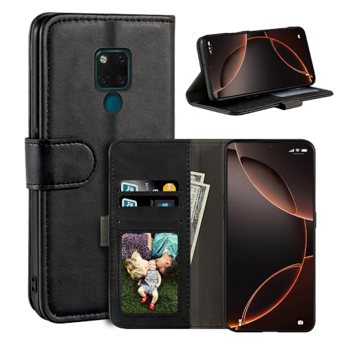 UOGNADGD Funda de Piel con Solapa Compatible con Huawei Mate 20 X 4G Cartera con Ranuras para Tarjetas, Cierre Magnético, Soporte Integrado, RFID Antigolpes (Negro)