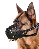 Dog Muzzle, Leather Basket Soft Muzzles Medium Large Breeds, Pitbull Dog Muzzle Amstaff Staffordshire Terrier, German Shepherd Dalmatian Doberman Adjustable (M)