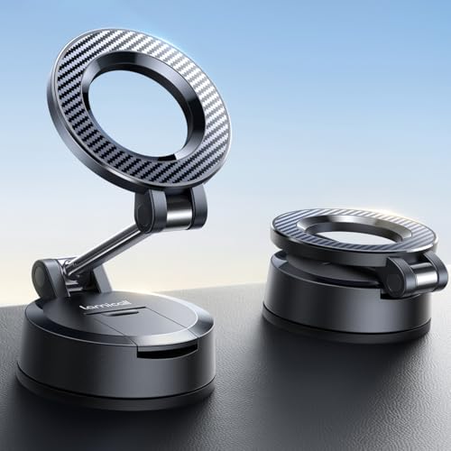 Image of Lamicall for Magsafe Car Mount Dashboard Windshield 70LBS Powerful Suction | Strongest Magnetic Phone Holders for Your Car 360 Rotation Adjustable for iPhone 17 Pro Max Smartphone Truck - Carbon Fiber