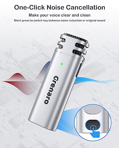 Image of GRENARO Wireless Microphone for Youtubers, S12 Wireless mic with Digital Display Charging Case, Noise Reduction Wireless Mic Compatible with Android and iOS Systems (Silver)