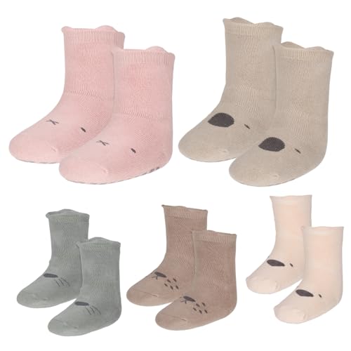 VANZACK 5 Calcetines Antideslizantes Niña Cómodos y Transpirables para Diseño Seguro para Caminar y Gatear Suave para Recién Nacidos y Pequeños