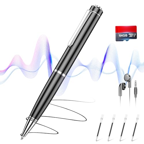 Digital Voice Recorder 64GB, Professional Dictaphone Recorder with playback for Meeting/Classes, Portable Recording Device with Noise Reduction - Voice Activated Recorder Transfer File to Computer