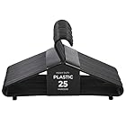 Roe Tenpo Coat Hangers, 25 Pack, Black | Adult Plastic Clothes Hangers for Clothes | Durable & Lightweight | Non-Slip, Space-Saving Design for Shirts, Jackets, Trousers & More (25 Pack)