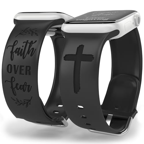 Faith Over Fear Apple Watch Band Laser Engraved Silicone