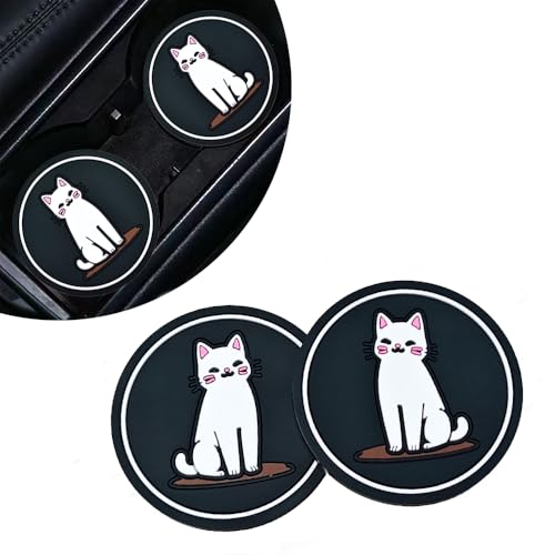 2 Pack Portavasos de Gato Blanco para Auto 2.75 Pulgadas miniatura 1