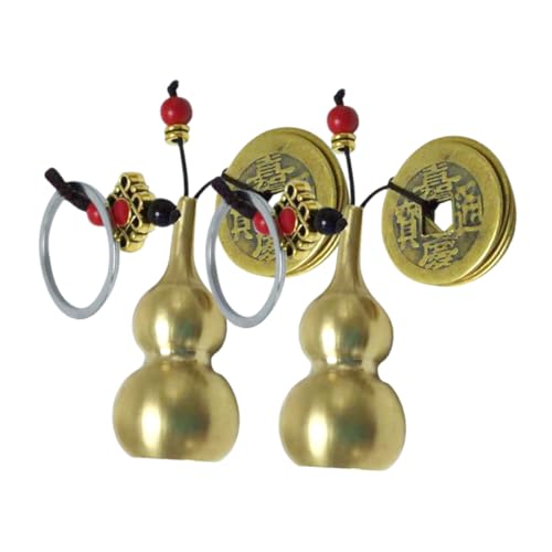 minkissy 2 Piezas colgante de llave de calabaza llavero feng shui encantos del bolso llavero de exito calabazas decorativas decoraciones de calabaza buena suerte china wu lou Metal Golden