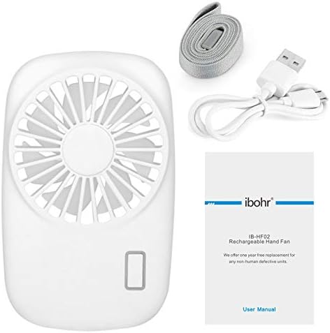 ibohr Handheld Fan Mini Fan Powerful Small Personal Portable Fan Speed Adjustable USB Rechargeable Pocket Fan for Home Office Outdoor Travel, White