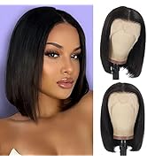 Bob Wig Human Hair 13x4 Frontal Lace Wig 10inch Bob Lace Front Wigs Human Hair 150% Density Bob W...