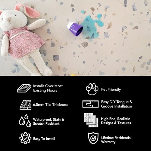 Image of Allure Luxury Vinyl Tile Flooring, 22 Mil Wear Layer, Ultima Parfait Terrazzo 12 inch x 24 inch, 6.5 mm Thick Vinyl Tiles with Click and Lock Installation, 12 Boxes 282.72 sq ft.