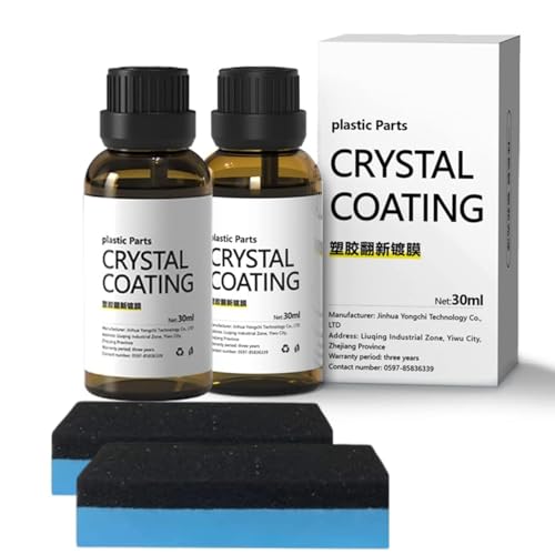 Plastic Parts Crystal Coating 30ml, Car & Bike Plastic Restorer Liquid, Trim Shine Polish for Dashboard, Bumper & Interior Parts (With Sponge Applicator)