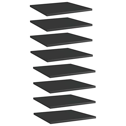 Sufrk Estante estantería 8 uds contrachapada Negro Brillo 40x40x1,5cm Estantes para Recámaras, Salones y más ，Decoración de Pared