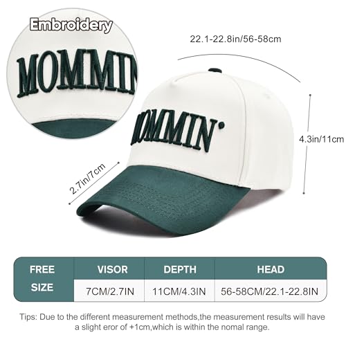 Image of Women's Mommin Trucker Hat - Vintage Two-Tone Ponytail Baseball Cap, Embroidered Adjustable Hat, Great Gift for Mom & Women