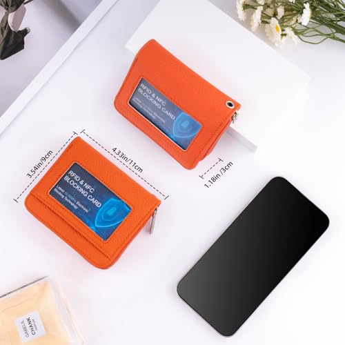 Image of XINNSTAR Genuine Small Wallet for Women, Slim RFID Blocking Credit Card Holder with ID Window, Compact Purses for Women with 31 Card Slots