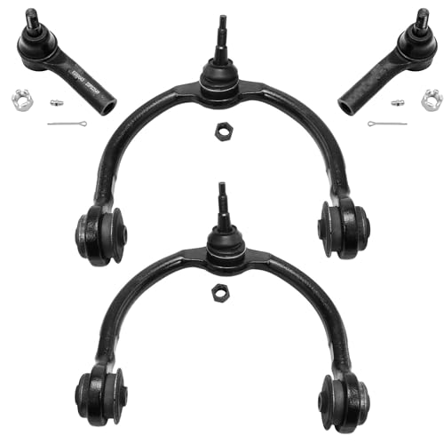 Image of Detroit Axle - 4pc Front End Control Arms Kit for Jeep 05-10 Grand Cherokee Commander, 2 Upper Control Arms with Ball Joint 2 Outer Tie Rod Ends 2005 2006 2007 2008 2009 2010 Replacement