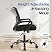 DUMOS Home Office Desk Chair - Ergonomic Mid Back with Lumbar Support & Rocking Mode, Height Adjustable with Fixed Armrest, for Conference, Computer, Meeting Room, 360° Swivel, Adults, Black