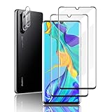 (2+2 Stück) Schutzfolie für HUAWEI P30 Pro Panzerfolie -2 Stück mit Kamera Schutzglas -2 Stück, Hüllefreundlich, 9H-Härte, Blasenfreie, Anti-Fingerabdruck, Klar HD Displayschutzfolie für P30 Pro