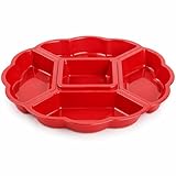 Engelland - Servierplatte Snackschale Kunststoff, Vorspeisenteiler, Dipp Schale mit 5 Fächer. Farbe: Rot, Durchmesser: 33 cm, BPA Frei