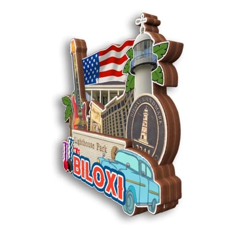 Imán 3D de madera para refrigerador Biloxi Mississippi USA miniatura 4