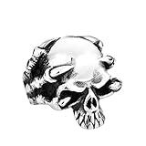 Beydodo Anillos Hombre Gotico,Anillo para Hombre Acero Inoxidable Plata Anillo Calavera Plata Hombre Anillos de Plata Retro Talla 22(19.7)