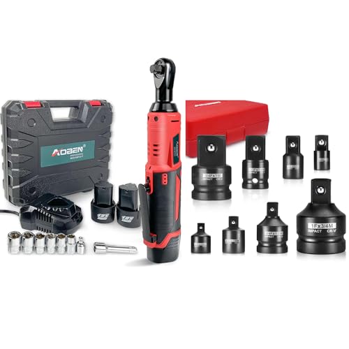 Image of AOBEN Cordless Electric Ratchet Wrench Set & 8 Piece Impact Socket Adapter and Reducer Set