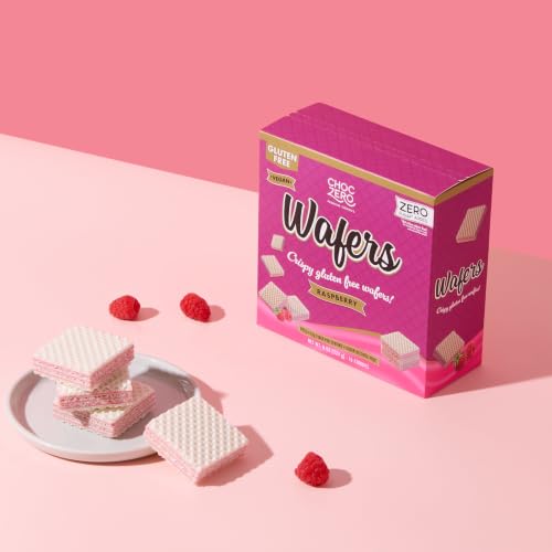 Image of ChocZero Sugar Free Raspberry Wafer Cookies, No Sugar Alcohols, Keto, Gluten Free, Vegan, High Fiber, 16 Count, 8 oz Box